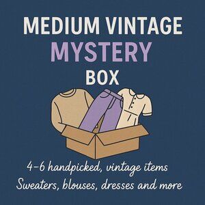 Vintage Mystery Box: Women's Tops, Bottoms, Dresses, Sweaters, Layering Basics